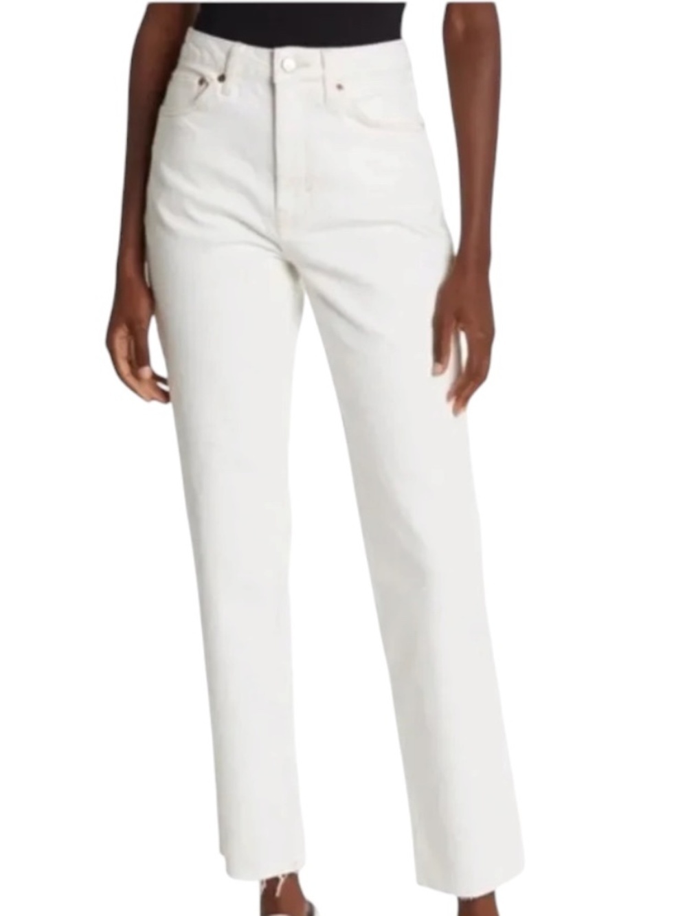 Topshop White High Rise Straight Leg Jeans Size 6 (28/32) Classic Denim
